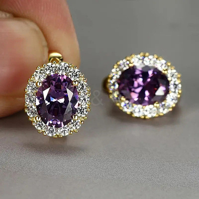 Brass Cubic Zirconia Hoop Earrings WGD6818-02-1