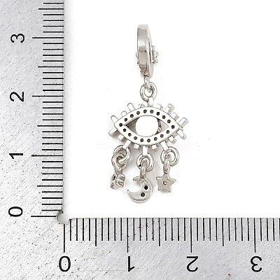 Brass Colorful Rhinestone European Dangle Charms KK-P324-08P-1