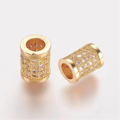 Brass Micro Pave Cubic Zirconia Beads ZIRC-K063-05G-1