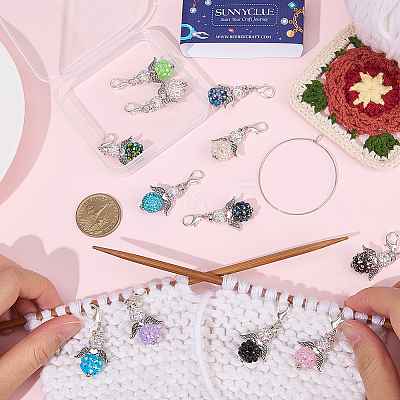 Angel Resin Rhinestone Pendant Locking Stitch Markers HJEW-SC00088-1