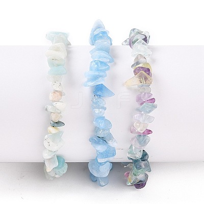 Chips Natural Mixed Stone Stretch Bracelets BJEW-JB05643-1
