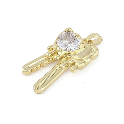 Brass Micro Pave Clear Cubic Zirconia Pendants KK-Z078-33G-1