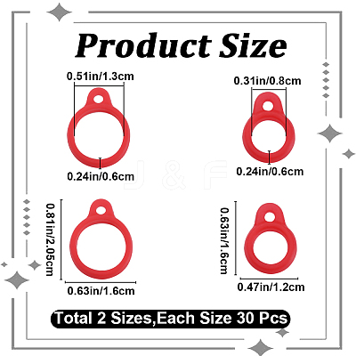 60Pcs 2 Style Silicone Pendant SIL-GF0001-42B-1