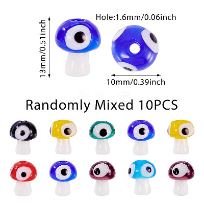 10Pcs Handmade Evil Eye Lampwork Beads LAMP-TA0001-95B-1