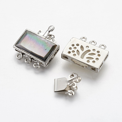 Natural Black Shell Box Clasps KK-F775-03P-1