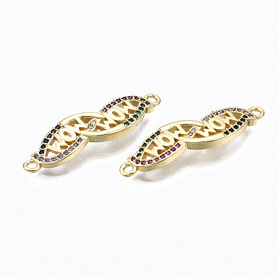 5Pcs Brass Micro Pave Colorful Cubic Zirconia Links Connectors ZIRC-SZ0002-33-1