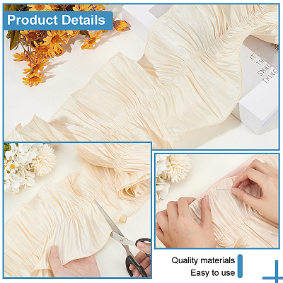 Polyester Pleated Ribbon OCOR-WH0088-13A-1