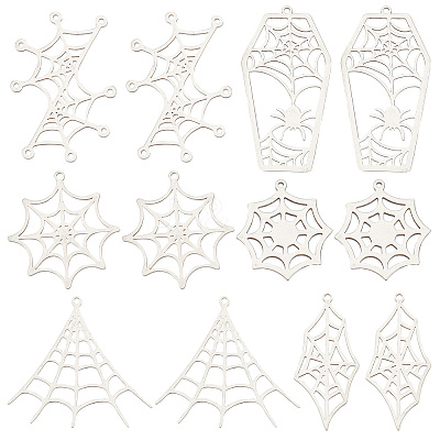 12Pcs 6 Style 201 Stainless Steel Pendants STAS-SC0004-98-1