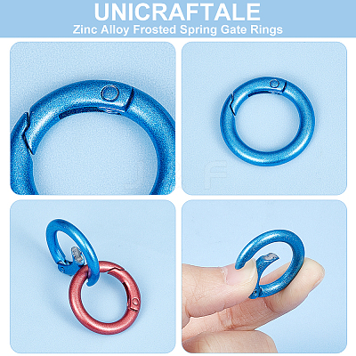 20Pcs 10 Colors Zinc Alloy Frosted Spring Gate Rings FIND-UN0002-76-1