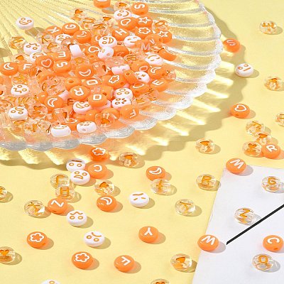200Pcs Flat Round Acrylic Enamel Beads MACR-FS0001-88-1