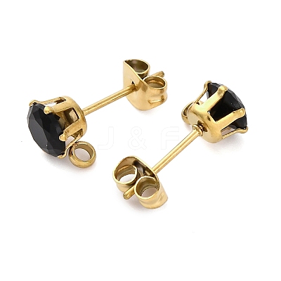 Ion Plating(IP) 304 Stainless Steel Cubic Zirconia Stud Earring Findings STAS-P373-04B-G02-1
