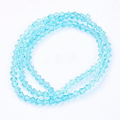 Light Sky Blue Glass Bicone Beads Strands X-GLAA-S026-06-1