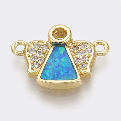 Brass Micro Pave Cubic Zirconia Links ZIRC-Q018-062G-1