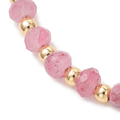 Brass & Dyed Natural Malaysia Jade Rondelle Beaded Bracelets for Women BJEW-JB13323-02-1