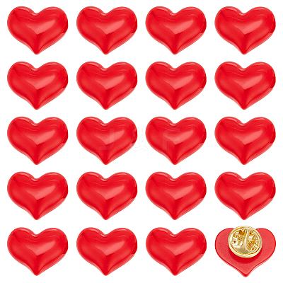 20Pcs Resin Heart Badge for Backpack Clothes HEAR-PH0001-02A-1