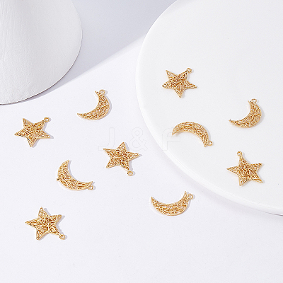 16Pcs 2 Style Brass Pendants KK-BC0002-06G-1