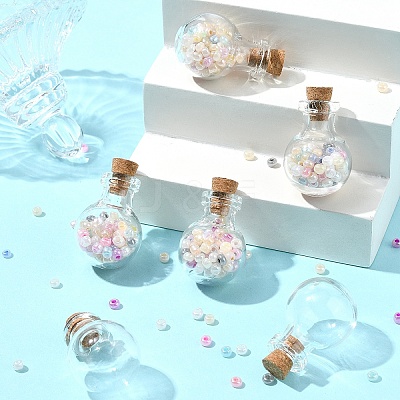 8Pcs Round Glass Bottle for Bead Containers BOTT-FS0001-03-1