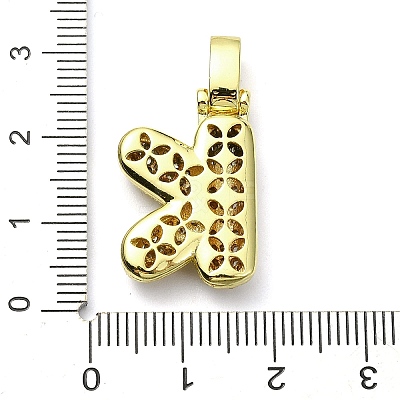 Brass Micro Pave Clear Cubic Zirconia Pendants KK-M279-01G-K-1