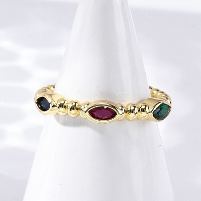 Brass Micro Pave Cubic Zirconia Cuff Rings RJEW-M066-01G-1