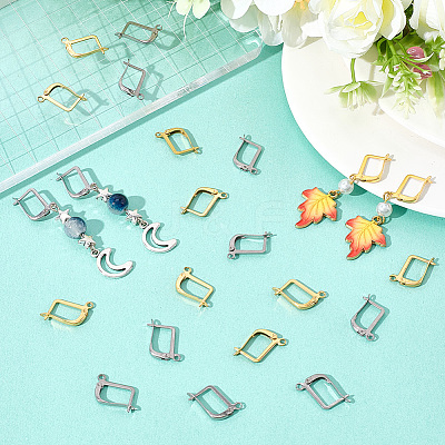 40Pcs 2 Colors 304 Stainless Steel Hoop Earring Findings STAS-SC0010-44-1