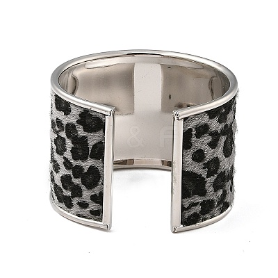 Alloy PU Open Cuff Bangles Bangles BJEW-U014-01P-01-1