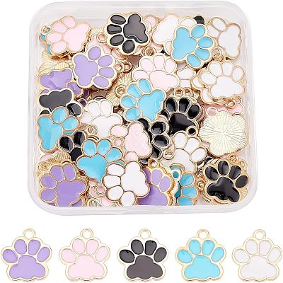 80Pcs 5 Colors Alloy Enamel Pendants ENAM-FH0001-35-1