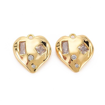 Brass Micro Pave Clear Cubic Zirconia Pendants X-KK-S360-146-NR-1