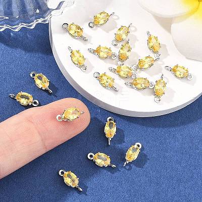 SHEGRACE Brass Pave Cubic Zirconia Oval Connector Charms XGRQ2O264-437C-P-1