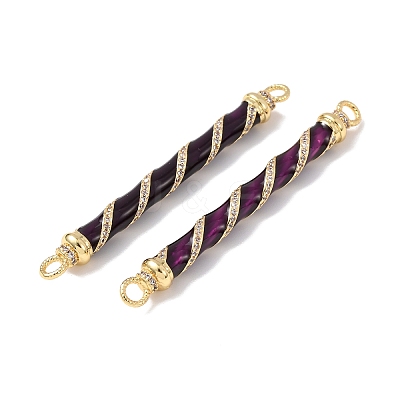 Brass Micro Pave Clear Cubic Zirconia Connector Charms KK-C143-50G-02-1