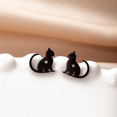 Stainless Steel Small Animal Stud Earrings for Women PW-WG5B49B-28-1