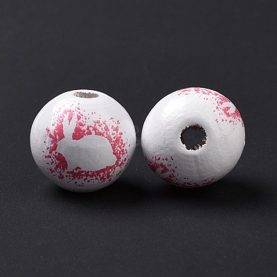 Easter Theme Printed Wood European Beads WOOD-C002-10C-1