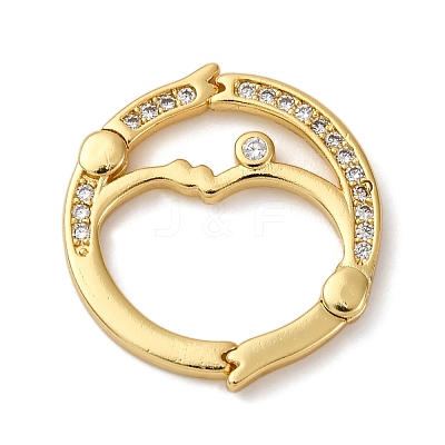 Flat Round Brass Micro Pave Cubic Zirconia Twister Clasps KK-P308-51G-1