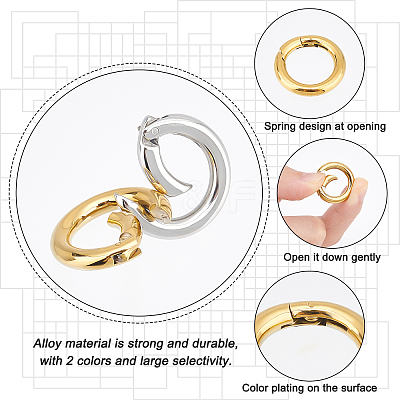 2Pcs 2 Style Ion Plating(IP) 304 Stainless Steel Spring Gate Rings STAS-UN0033-62-1