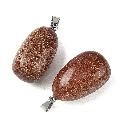 Synthetic Goldstone Tumbled Stone Pendants GG-K002-06B-1