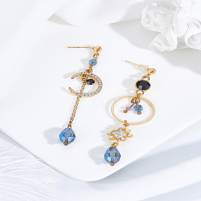 1 Pair Alloy Rhinestone Dangle Stud Earrings EJEW-LP0007-114-1