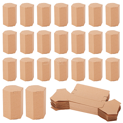 Hexagon Kraft Paper Handmade Soap Gift Storage Boxes AJEW-WH0166-25-1