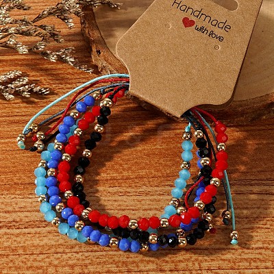 Handmade Summer Vacation Style Synthetic Quartz Braided Beaded Bracelet Sets for Women Girl LE3728-11-1