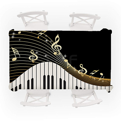 Piano Pattern Linen Tablecloth AJEW-WH0528-69A-1