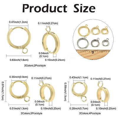 16Pcs 201 Stainless Steel Huggie Hoop Earrings Findings STAS-FS0002-26C-1