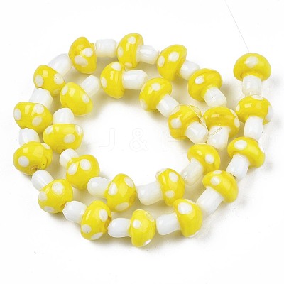 Mushroom Handmade Lampwork Beads Strands LAMP-R116-27-1