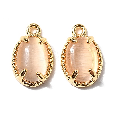 Oval Brass Charms KK-D024-01D-G-1