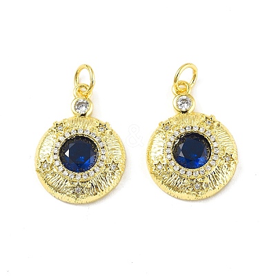 Brass Micro Pave Clear Cubic Zirconia Pendants KK-E068-VF326-1