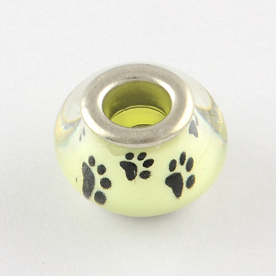Large Hole Dog Paw Prints Pattern Resin European Beads OPDL-Q129-230A-1