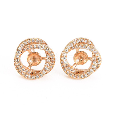 Brass Micro Pave Clear Cubic Zirconia Stud Earring Findings KK-S360-091-NF-1