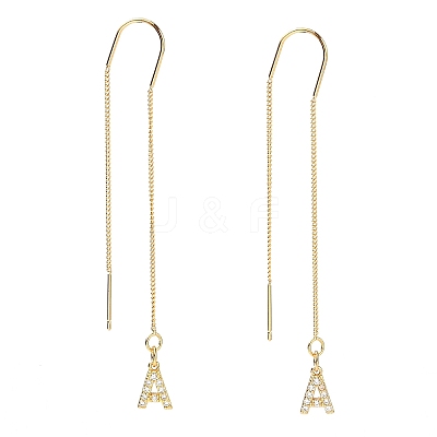 Brass Micro Pave Clear Cubic Zirconia Ear Threads EJEW-JE04295-01-1