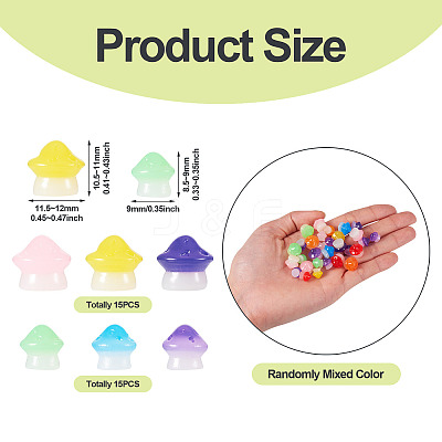 30Pcs 2 Styles Luminous Resin Mushroom Ornament RESI-TA0004-02A-1