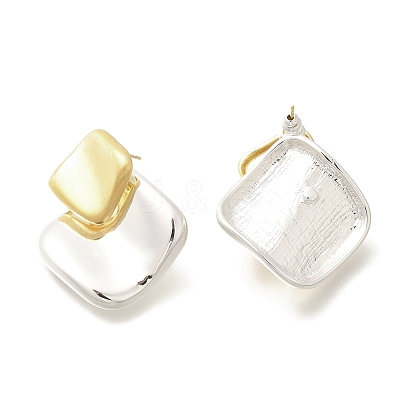 Brass Rhombus Stud Earrings for Women EJEW-A121-14-1