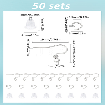 316 Surgical Stainless Steel Earring Hooks STAS-LP0001-59-1