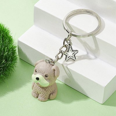 Resin Dog Pendant Keychain KEYC-JKC00564-04-1