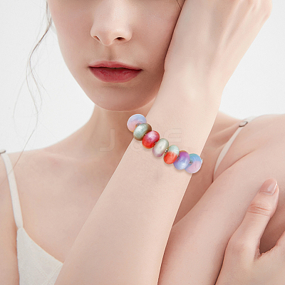 70Pcs 7 Colors Triple Color Resin European Beads RESI-PA0001-56-1